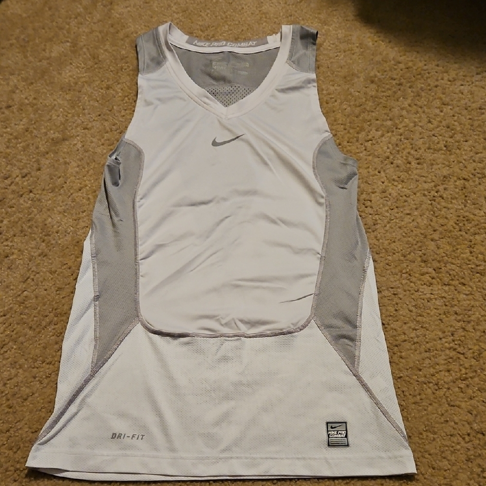 Mens Nike White and Gray Dri-FIT Tank Top